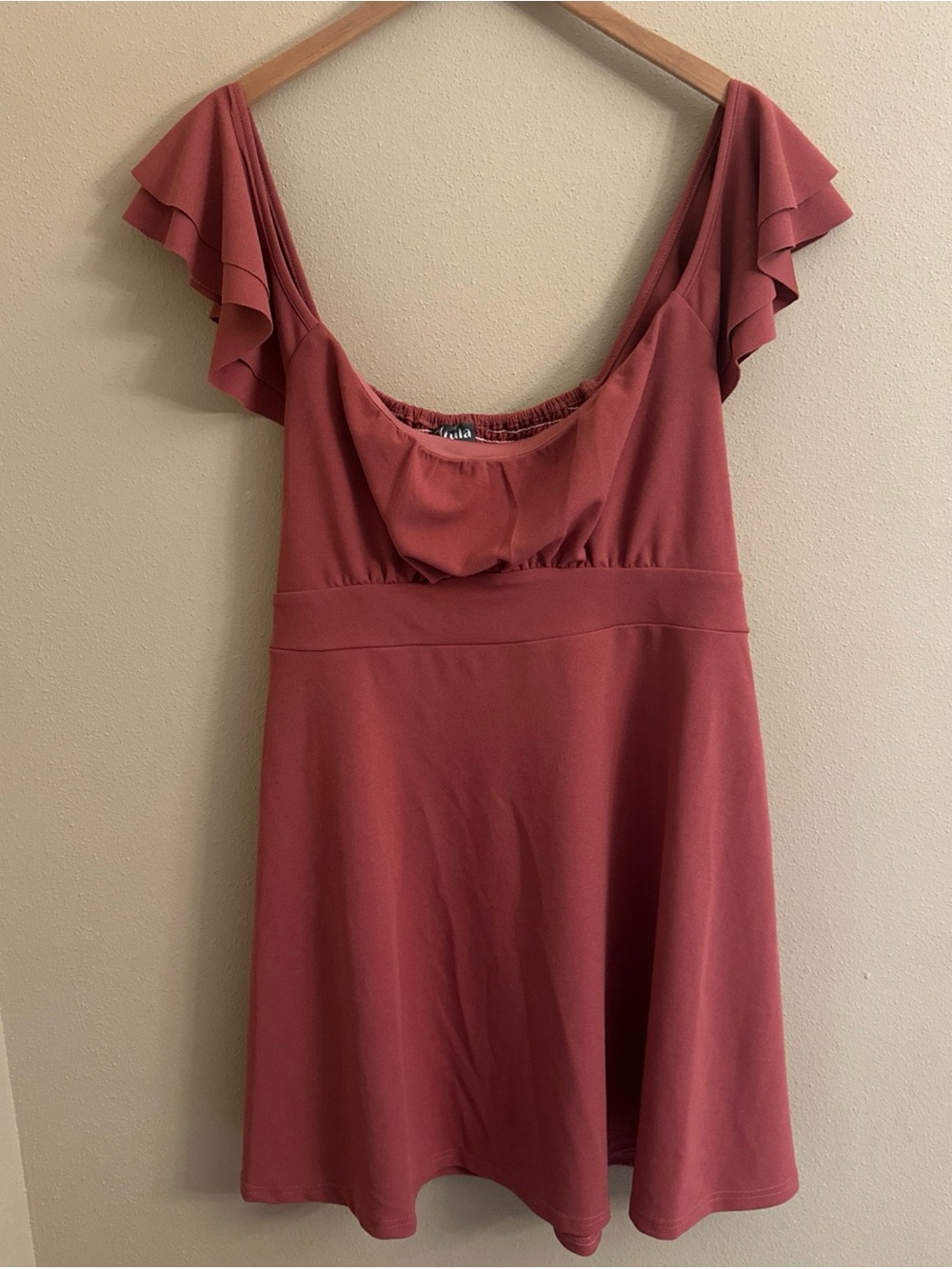 ARULA Dusty Rose Ruffle Sleeve Mini Dress